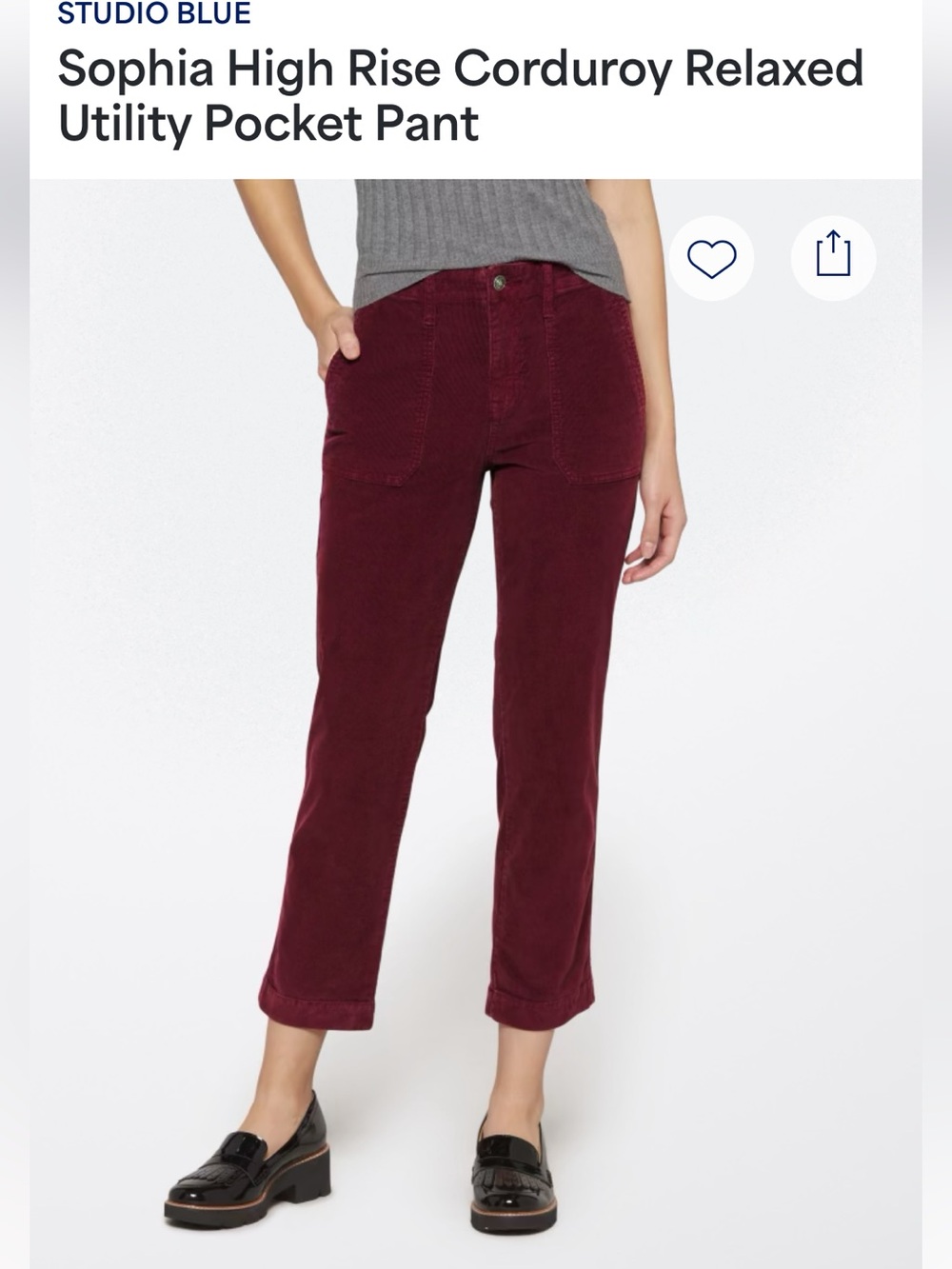Corduroy Straight-Leg Pants in Burgundy